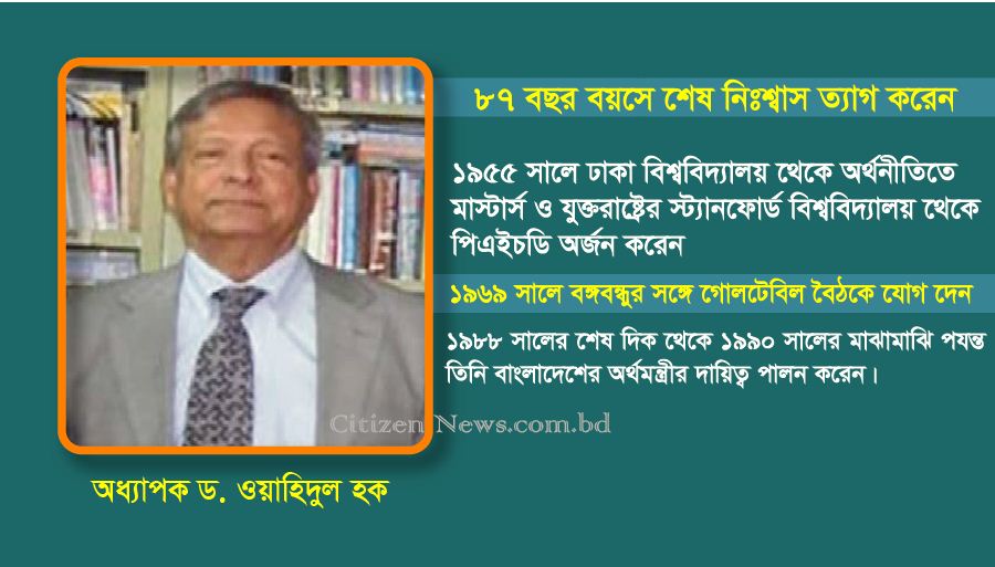 সাবেক অর্থমন্ত্রী ড. ওয়াহিদুল হক আর নেই
