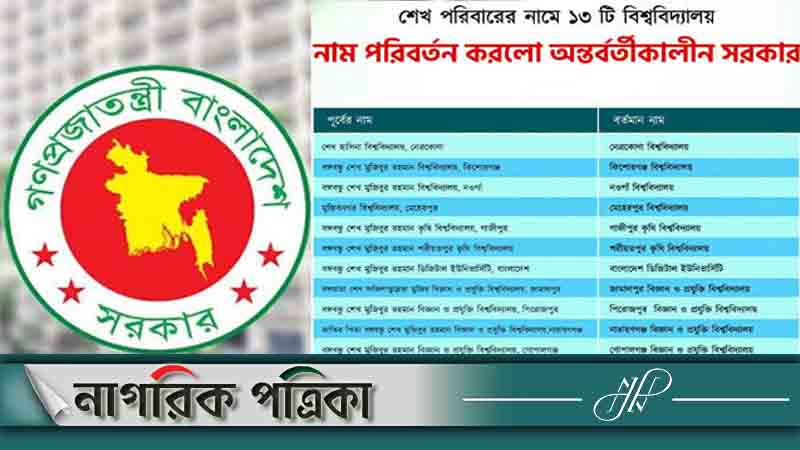 ১৩ বিশ্ববিদ্যালয় থেকে শেখ পরিবারের নাম বাদ দিয়ে গেজেট জারি 