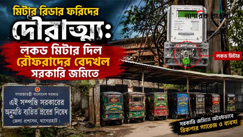 মিটার রিডার ফরিদের দৌরাত্ম্য: লকড মিটার দিল রৌফবাদের বেদখল সরকারি জমিতে